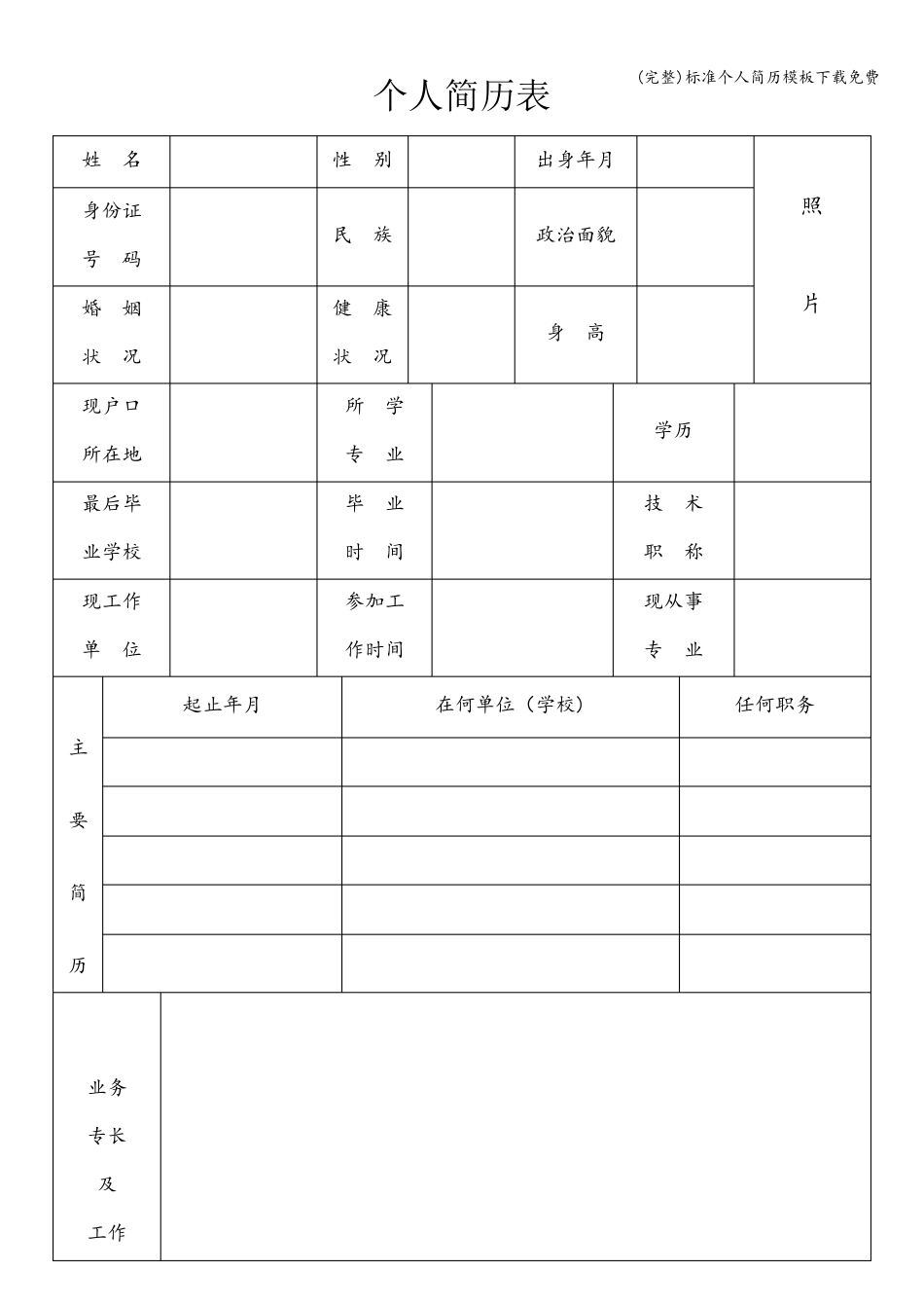 个人简历模板下载免费_第1页