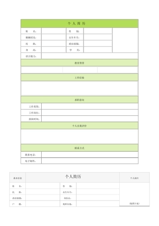 个人简历模板大全(60种)
