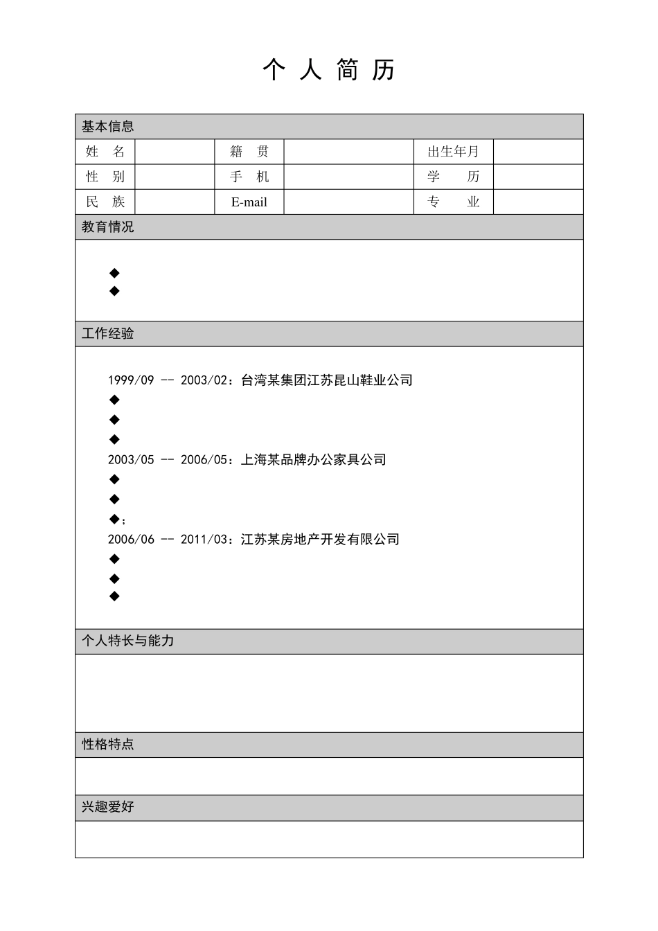 个人简历范本_第1页