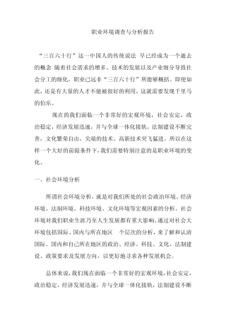 个人职业生涯环境分析报告