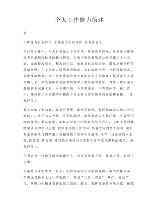 个人能力简述