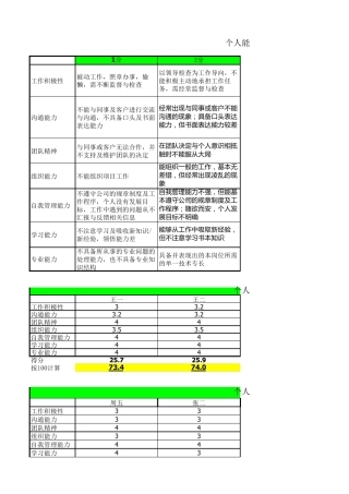 个人能力评价模版
