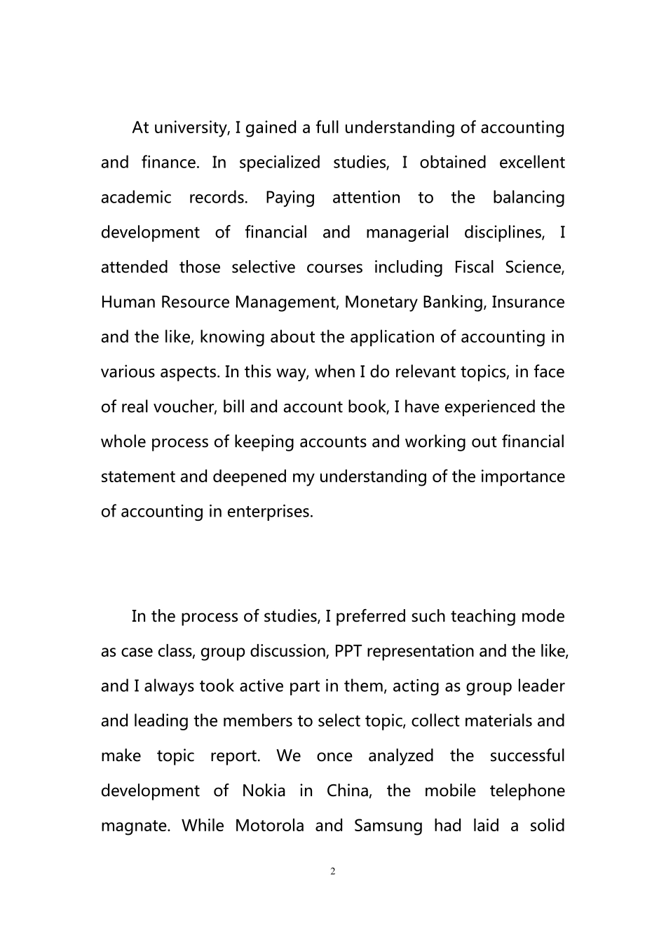个人陈述范例(英文版)_第2页
