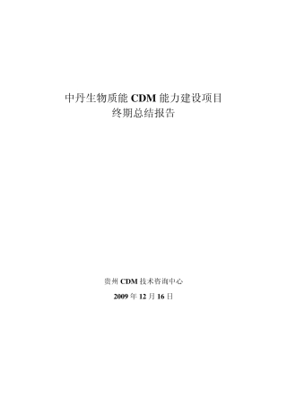 中丹生物质能CDM能力建设项目终期总结报告