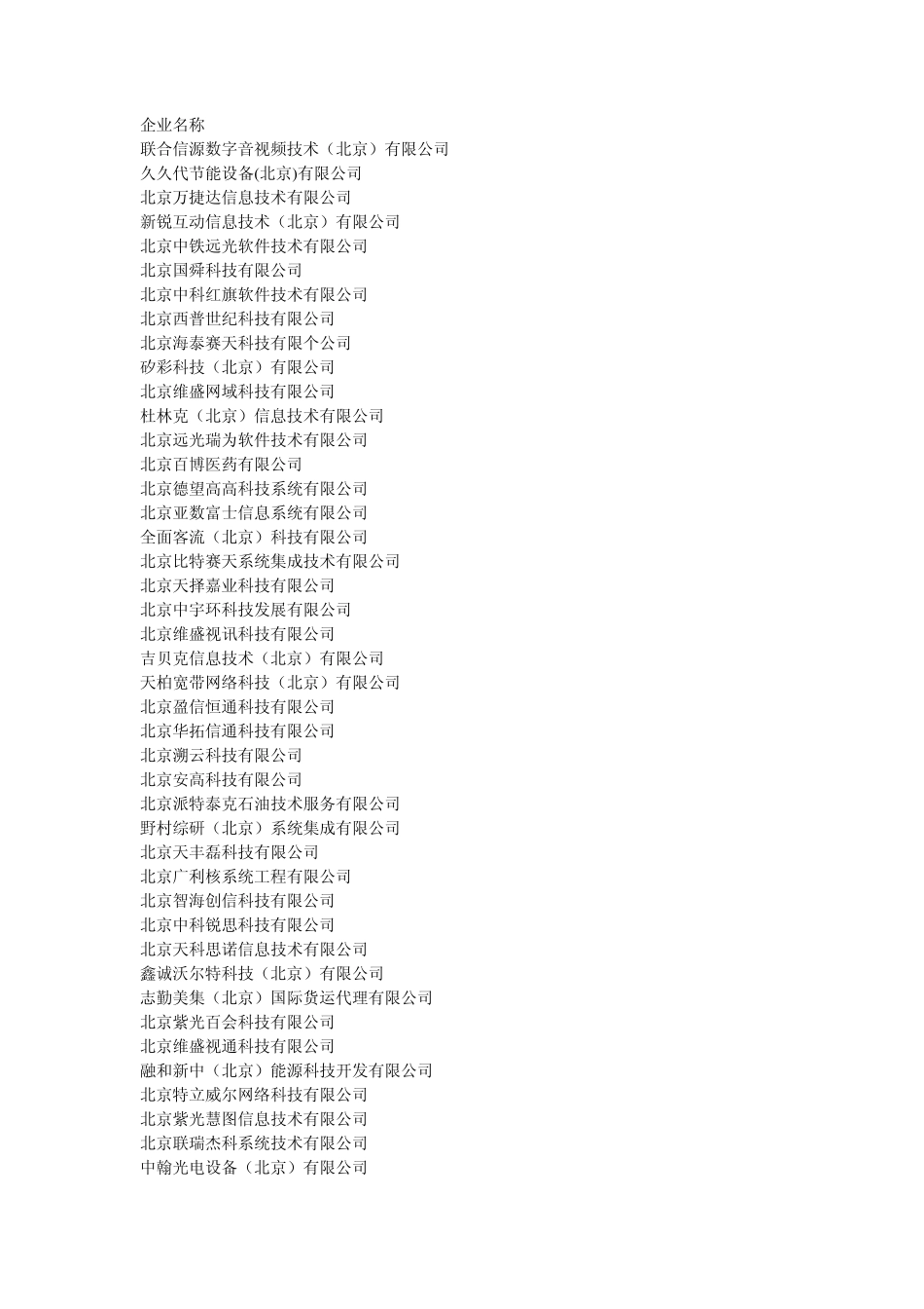 中关村高新企业名称_第1页