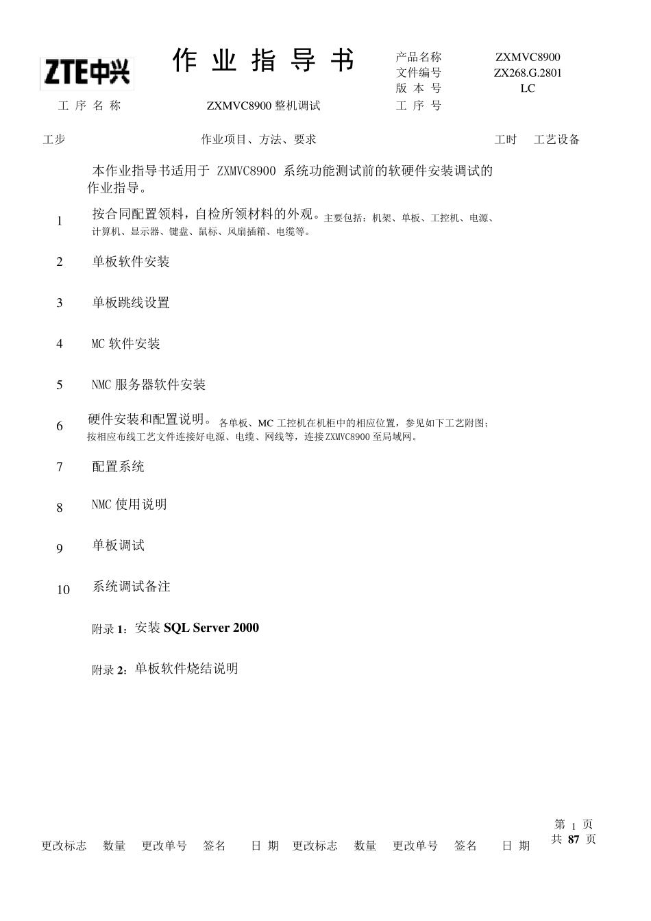 中兴ZXMVC8900整机调试手册_第2页