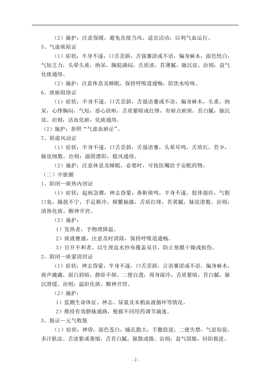 中医专病专科护理常规_第2页