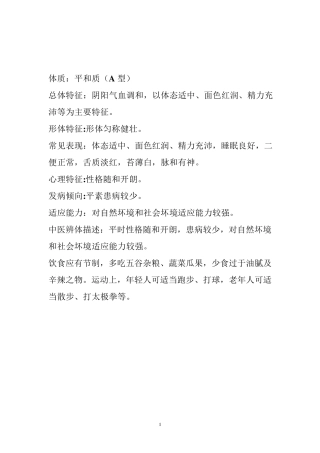 中医体质辨识9种体质汇总