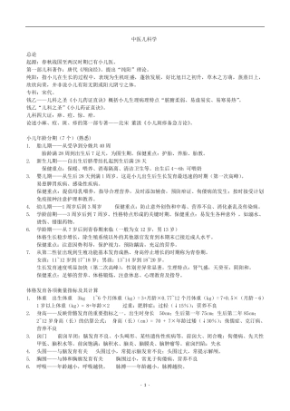 中医儿科学复习重点