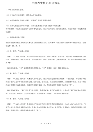 中医养生核心知识体系