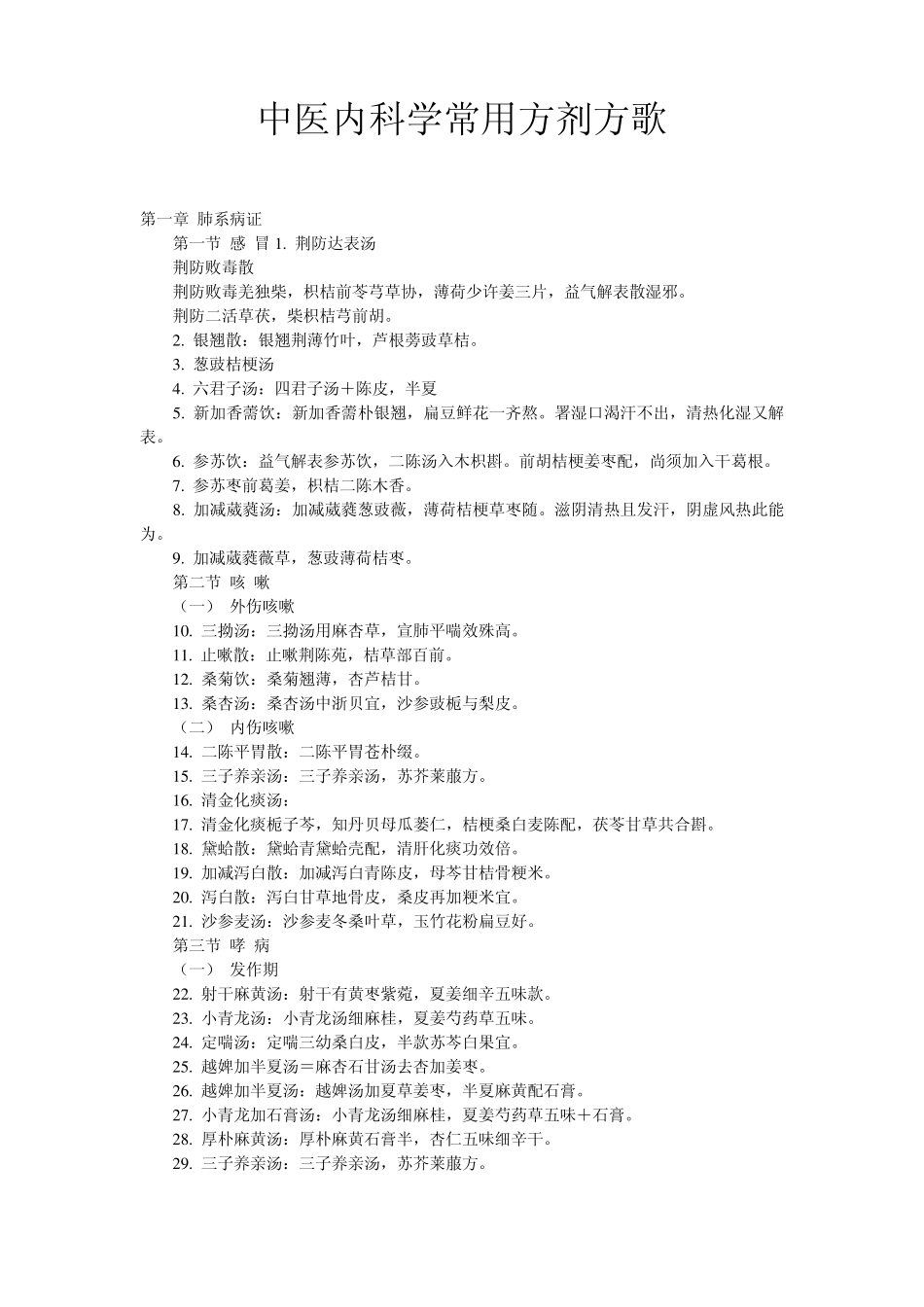 中医内科学常用方剂方歌_第1页
