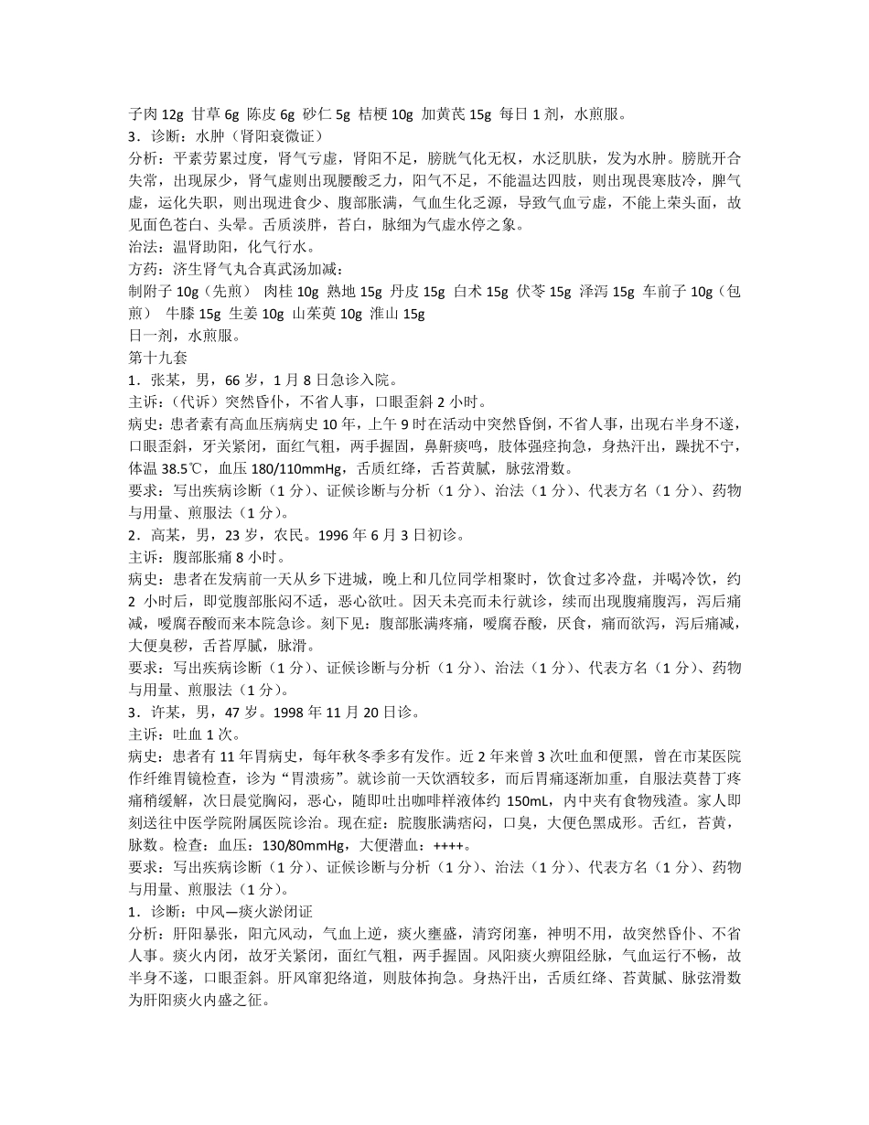 中医内科学必考的病例分析题_第2页