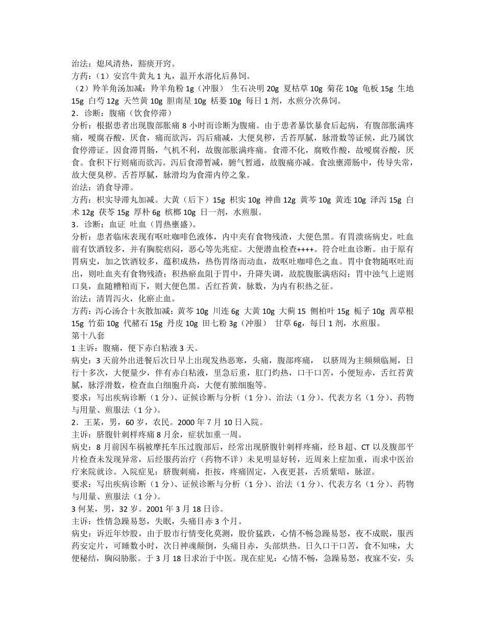 中医内科学必考的病例分析题_第3页