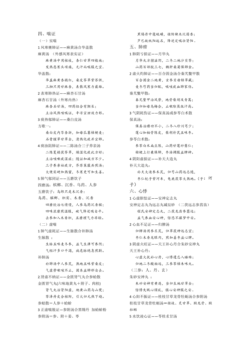 中医内科病证方剂歌诀(优美排版打印首选)_第2页