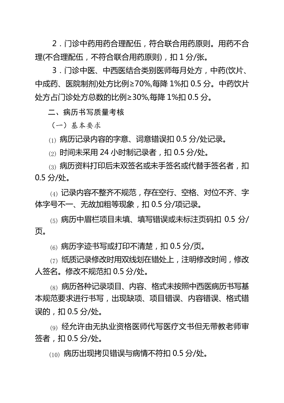 中医医院医疗质量考核标准实施细则_第2页
