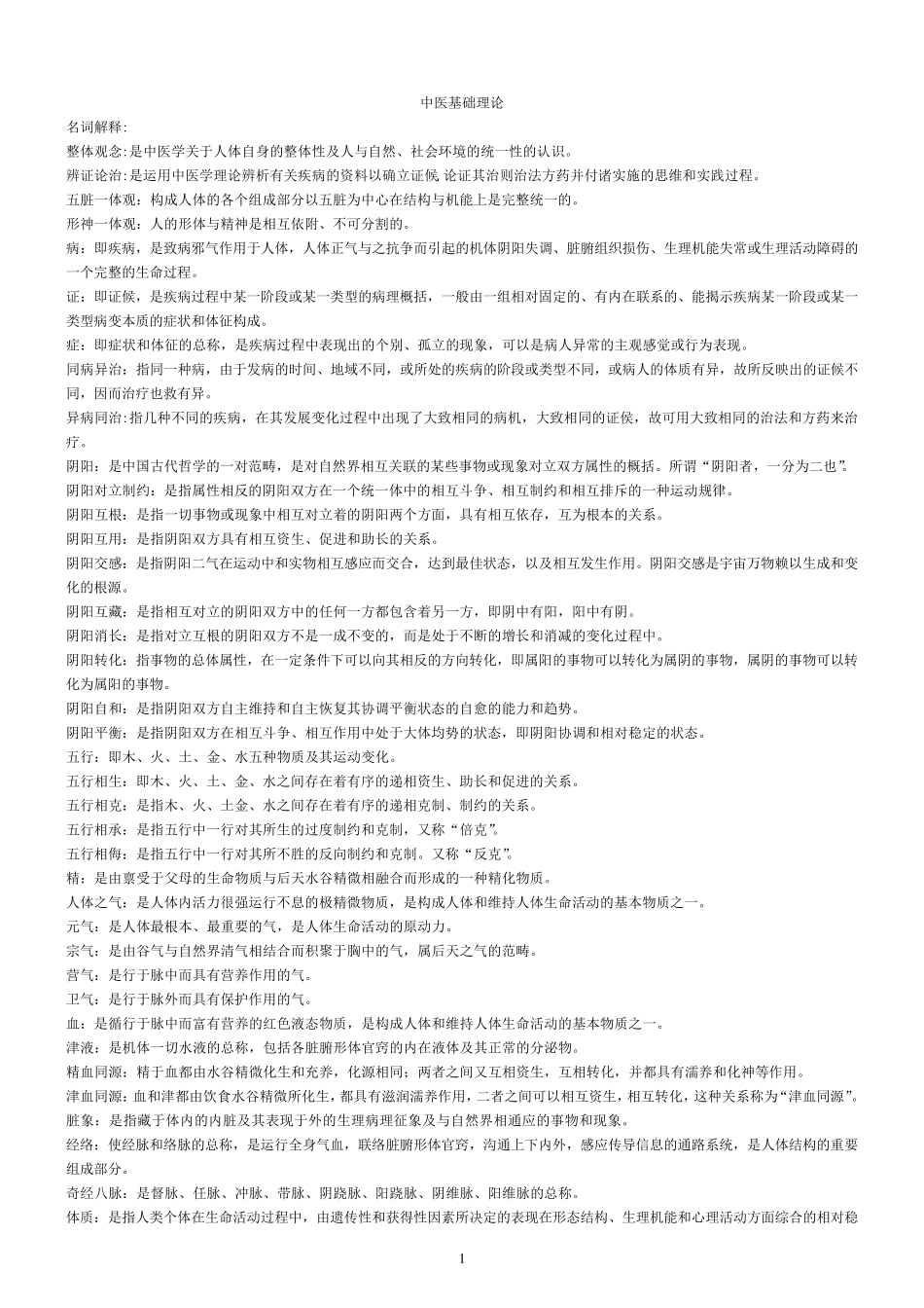 中医基础理论期末考试重点整理_第1页