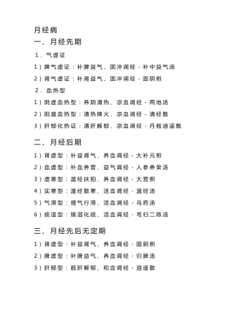 中医妇科学重点