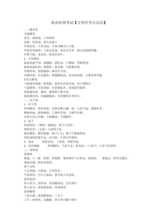 中医执业医师考试[方剂学考点总结]