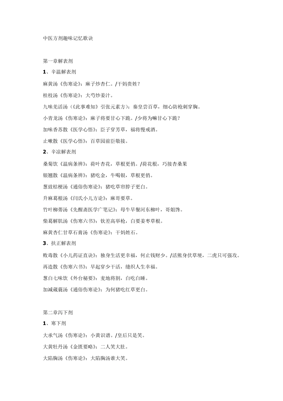 中医方剂趣味记忆歌诀_第1页