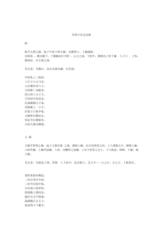 中医经络穴位走向歌