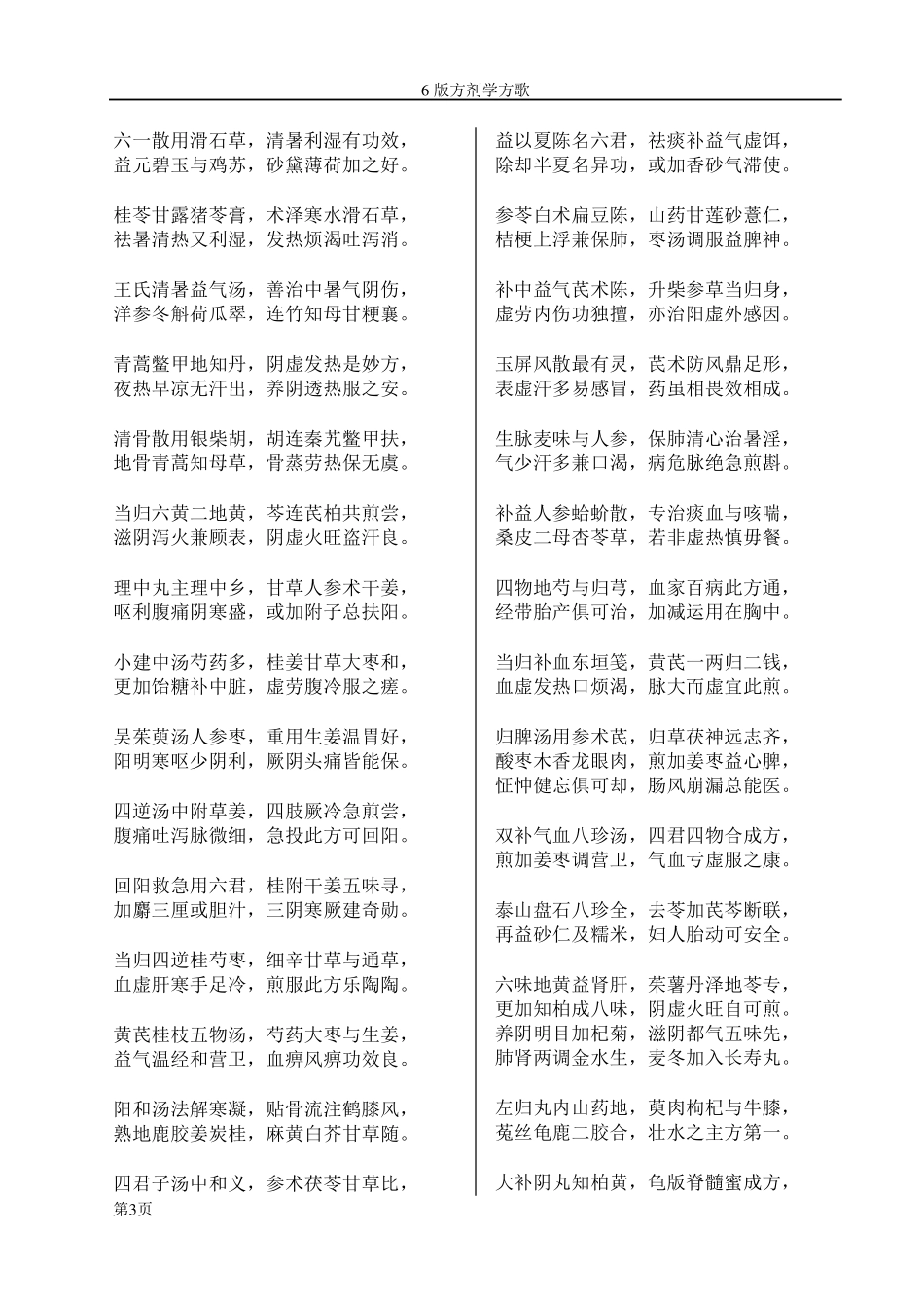 中医药教材第6版方剂学方歌(背诵版)_第3页