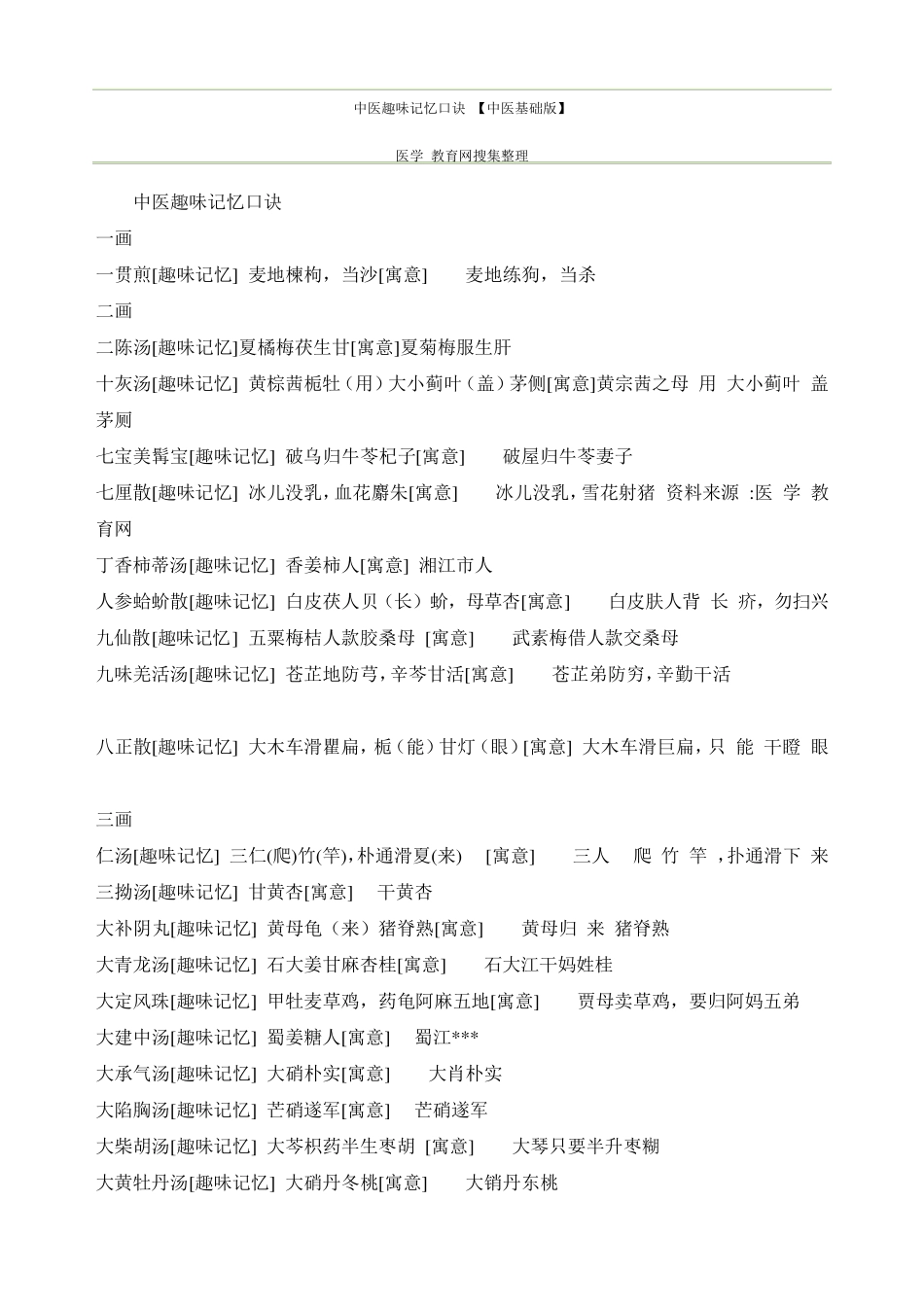 中医趣味记忆口诀_第1页