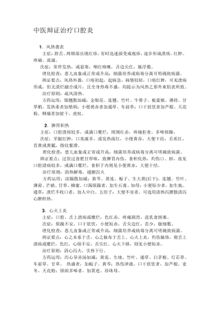 中医辩证治疗口腔炎