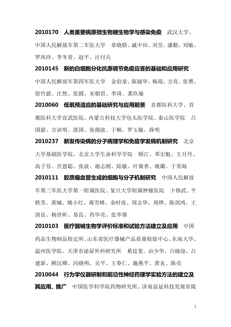 中华医学会关于2009年中华医学科技奖奖励的决定_第2页