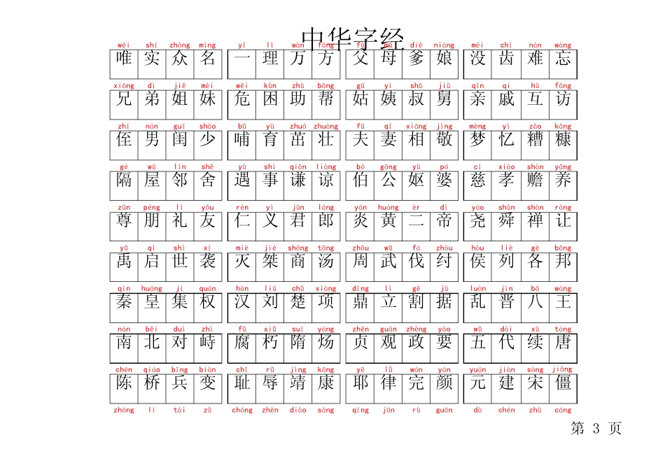 中华字经(带拼音的)可打印_每页64个字_第3页