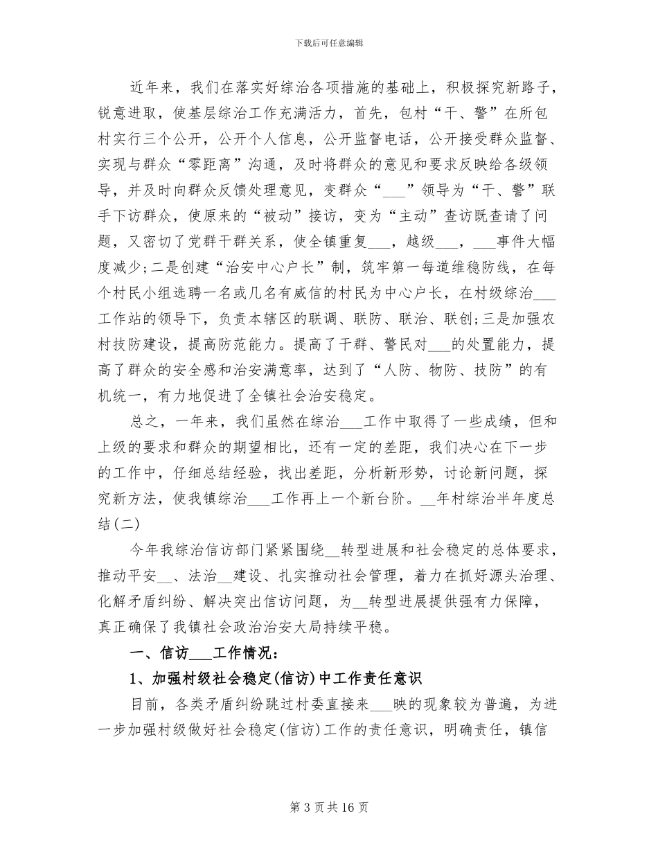 2024年村综治半年度工作总结_第3页