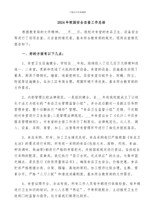 2024年校园安全自查工作总结