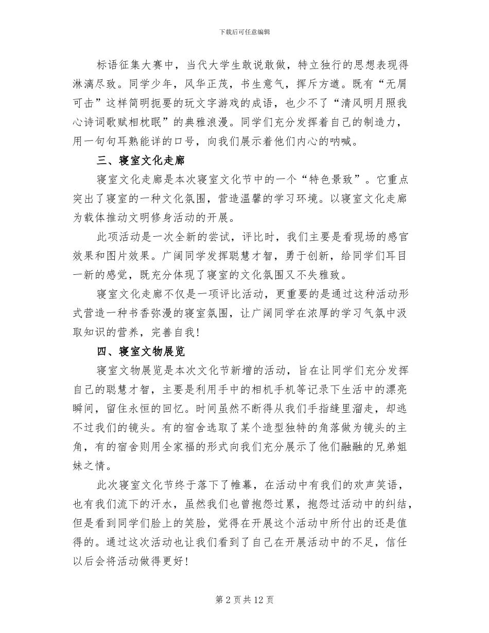 2024年校园寝室文化节活动总结_第2页