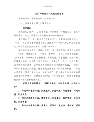 2024年校园文化建设总结范本