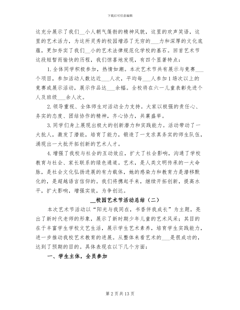 2024年校园艺术节活动总结_第2页