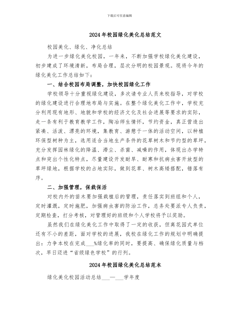 2024年校园绿化美化总结范文_第1页