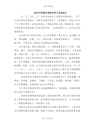 2024年校园足球培训学习总结范文