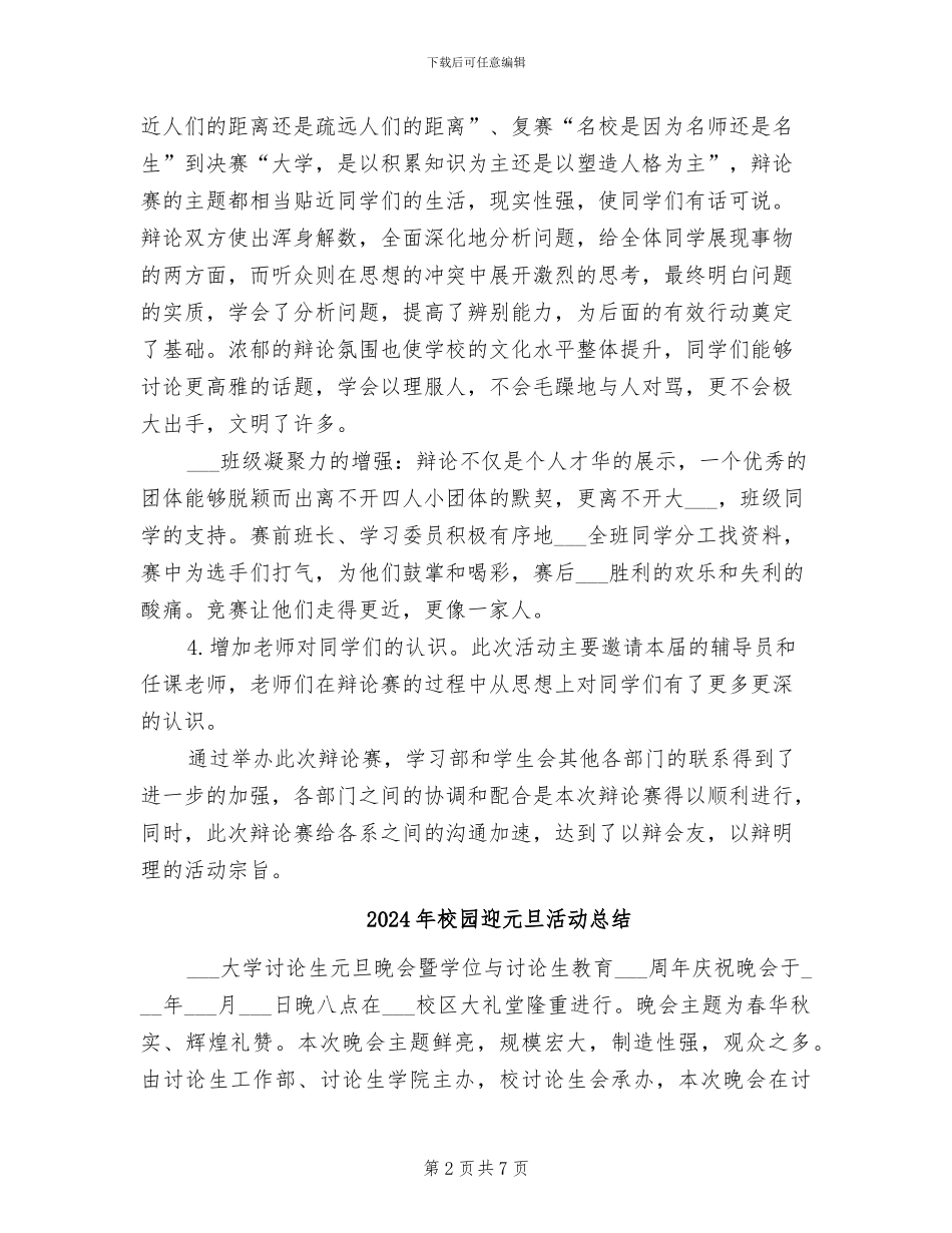 2024年校园辩论赛的活动总结二_第2页