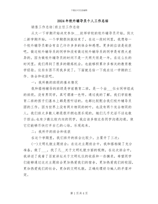 2024年校外辅导员个人工作总结