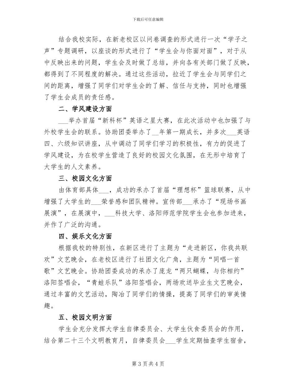 2024年校学生会个人年度工作总结二_第3页