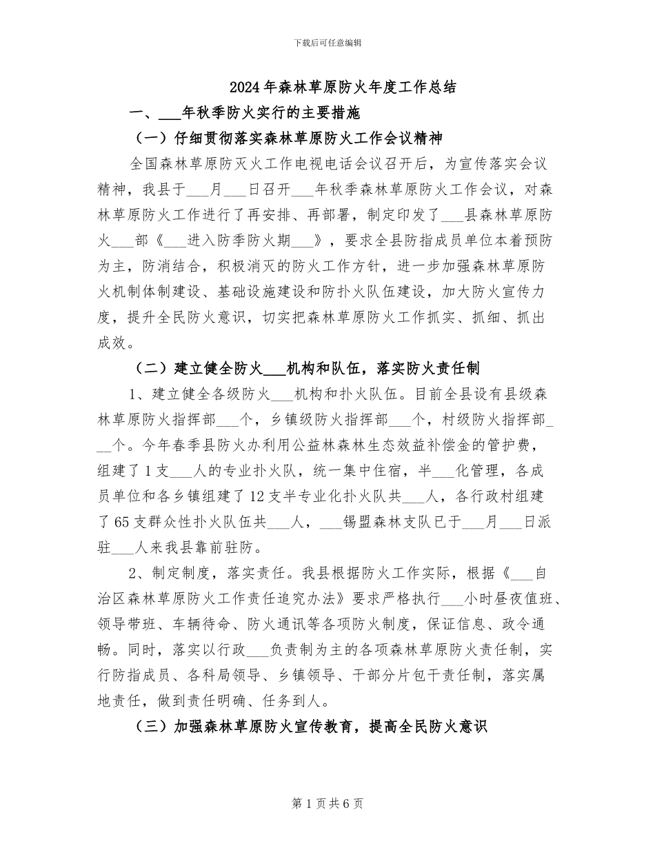 2024年森林草原防火年度工作总结_第1页
