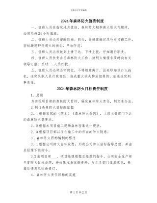 2024年森林防火值班制度