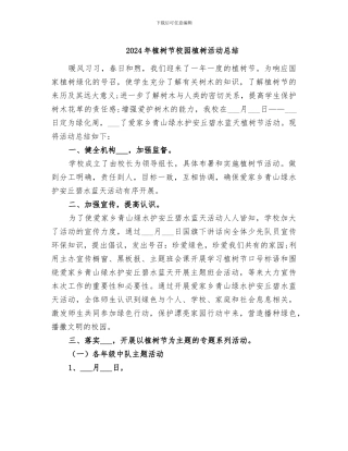 2024年植树节校园植树活动总结