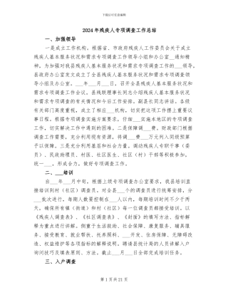 2024年残疾人专项调查工作总结
