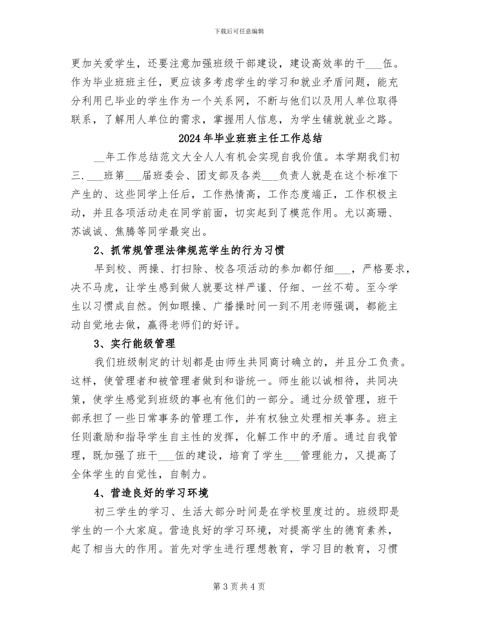2024年毕业班班主任工作年度总结_第3页