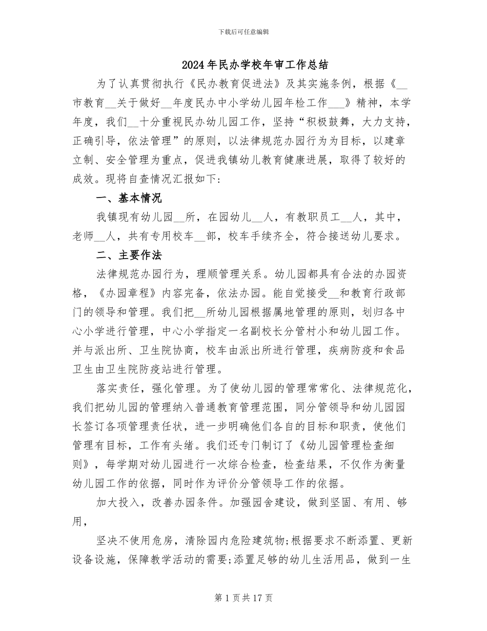 2024年民办学校年审工作总结_第1页