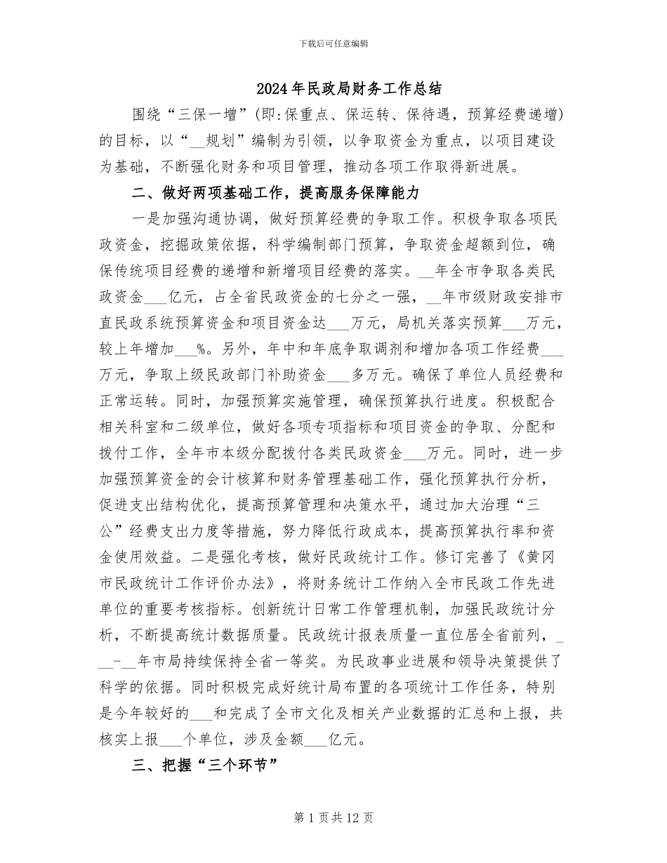 2024年民政局财务工作总结_第1页