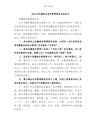 2024年民爆物品使用管理情况总结范本