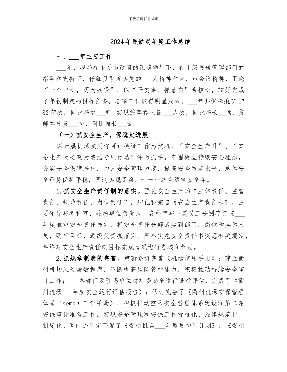 2024年民航局年度工作总结_第1页