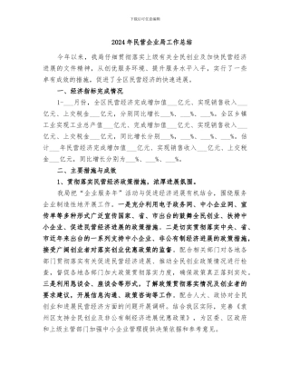 2024年民营企业局工作总结