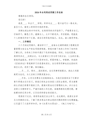 2024年水利局试用期工作总结